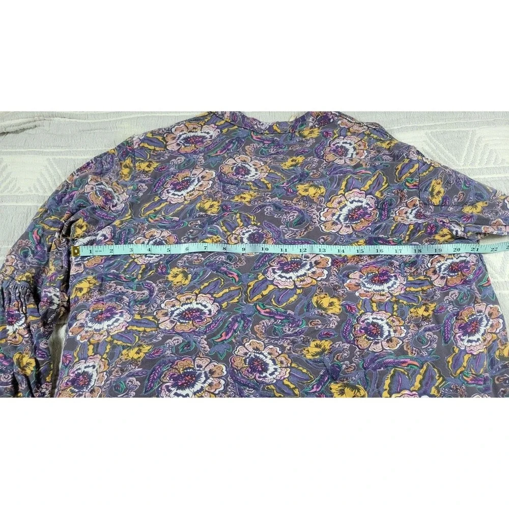 Free People Floral Bomber Jacket Women M  Boho Balloon Sleeve Festival